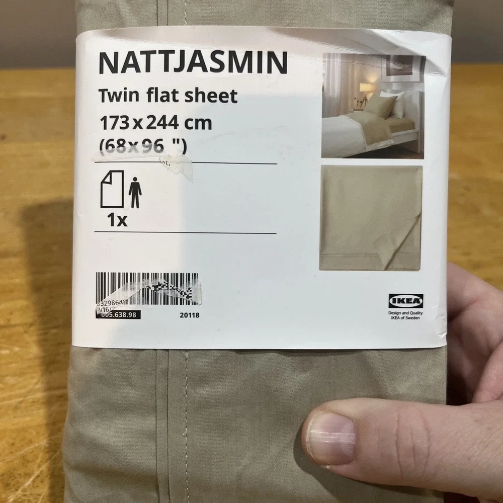 IKEA NATTJASMIN Twin Flat‎ Sheet Light Beige 805.638.98 68x96